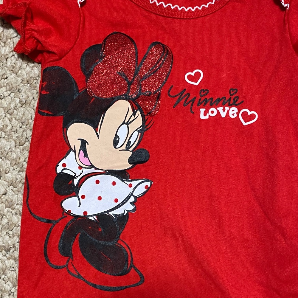 Disney baby NWT Minnie Mouse one piece red shorts outfit girl size 3mo - 6mo - Picture 13 of 14